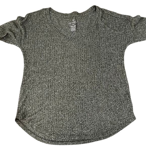 American Eagle Soft & Sexy Ribbed Long Sleeve V-Neck Green Small - Picture 4 of 7